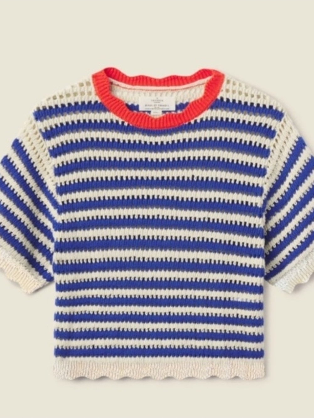 TROVATA Birds of Paradis Jules Sweater T-Shirt Blue Stripes Size Medium $298